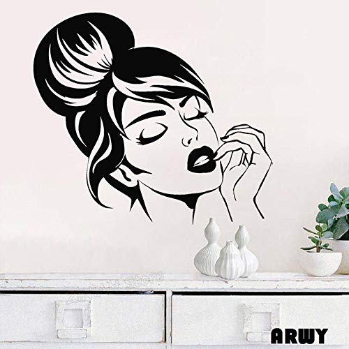 Salon Wall Stickers Sexy Beautiful Girl Face Wall Sticker Beauty Salon Wall Decor Hairstyle Makeup Stickers Art Decal Girls Bedroom Decoration(58X58 cm)