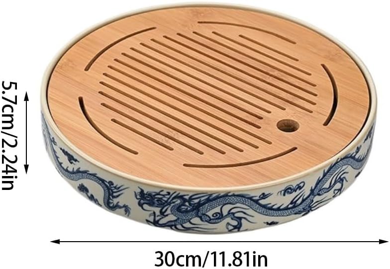 Tea Tray Dragon Pattern Kung Fu Tea Set Ceramic Water Storage Tea Tray Home Drainage Tea Tray Tea Set Tray Tea Trays