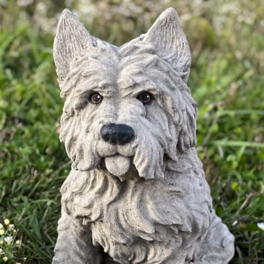 Generic White Concrete/Stone Scottie Dog Statue, Outdoor Statue, Realistic Stone Look, Durable Lawn Statue