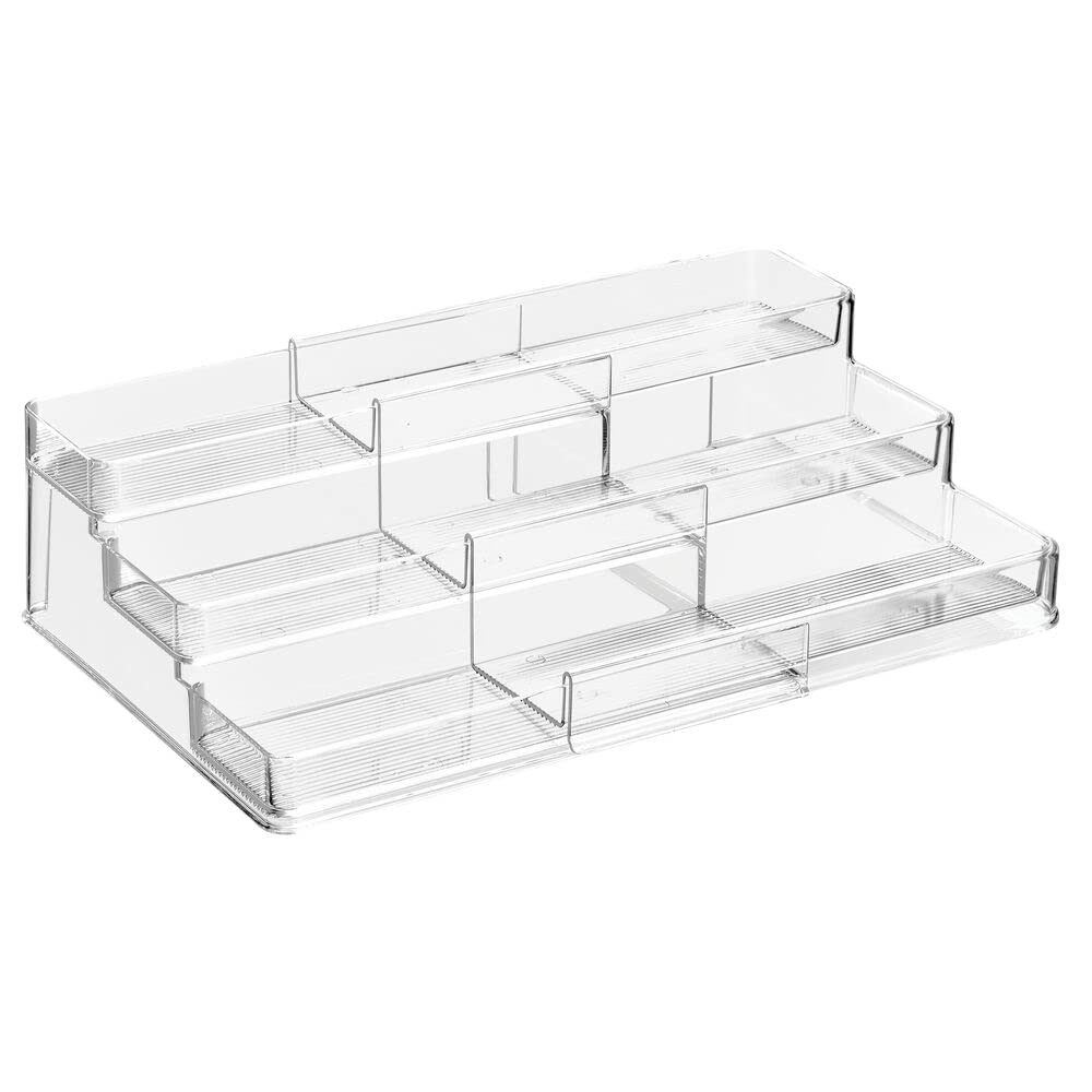 mDesign Organizer na leki — organizer na leki i tabletki do szafek i szafek — idealne przechowywanie w ?azience leków, witamin i ma?ci — przezroczysty