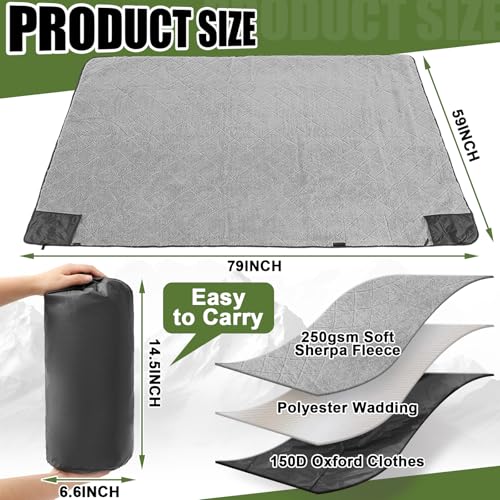 Image of Large Waterproof Woobie Blanket with Sherpa Lining, Black, 1 Pc