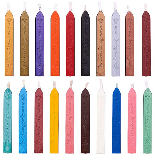 CRASPIRE 20のPC ワックスシールスティック, ウィックス付きシーリングワックススティック 混合色 レターワックス スタンプシール封筒招待状結婚式カード装飾ボトル装飾90x12x11.5 mm