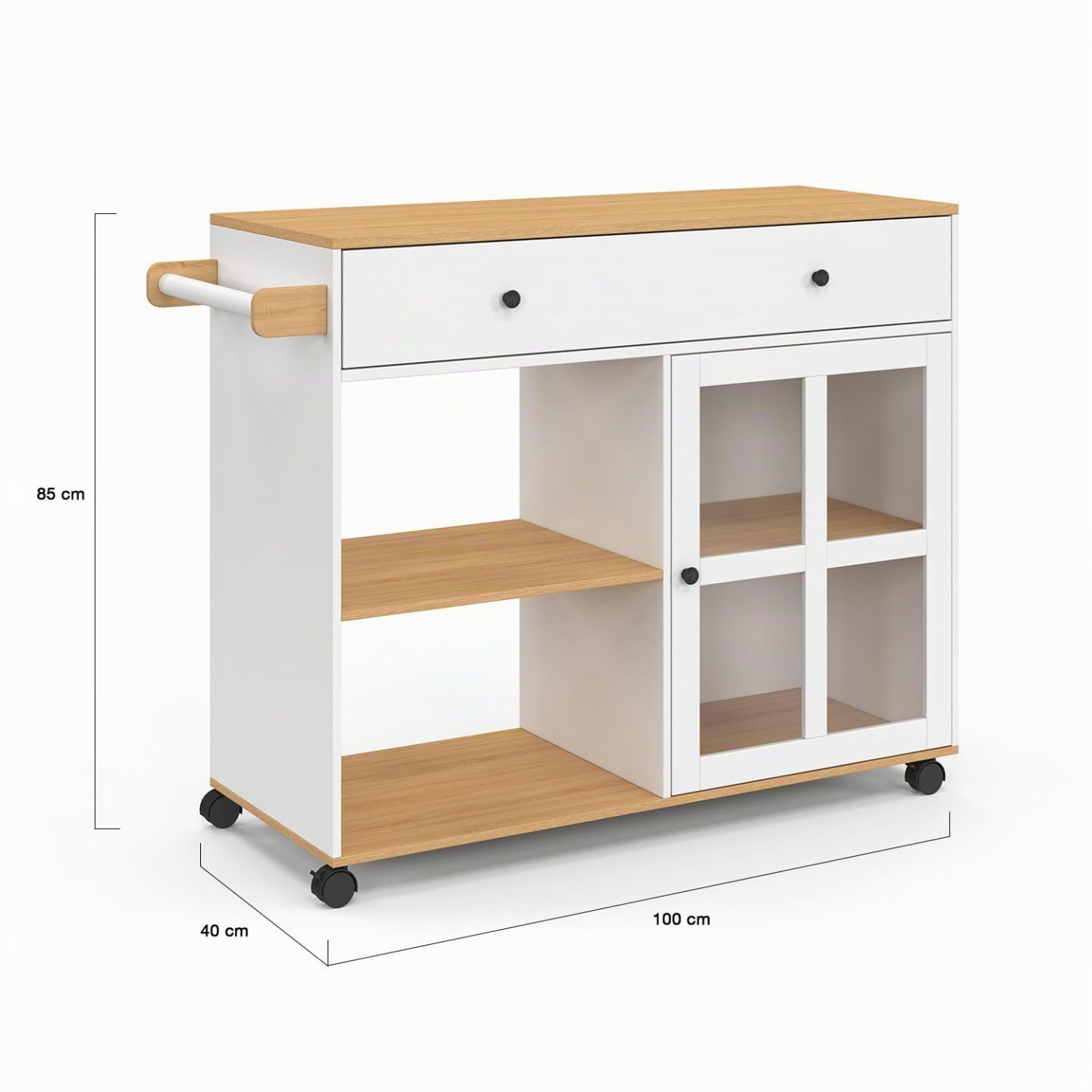 IDMarket - Desserte de Cuisine Achille XXL Blanc et Bois