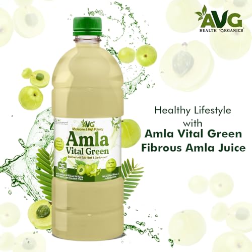 Image of AVG Amla Vital Green Juice (1000ml, Pack of 2) Amla Juice from Fresh & Green Amla, Packed with Immunity Boosting Vitamin C, Natural Antioxidant & Detox