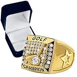Crown Awards Gold Golf Championship Ring with Presentation Box, Size 11