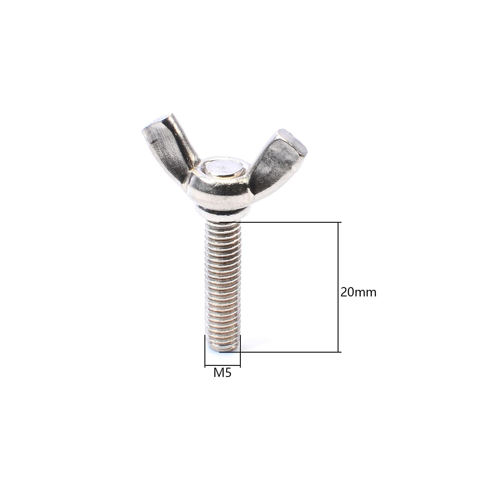 TOP-VIGOR 10Pcs Wing Bolts Wing Screws, M5*20mm Wing Butterfly Bolts Butterfly Screws, Butterfly Wing Screws Bolts - Image 2
