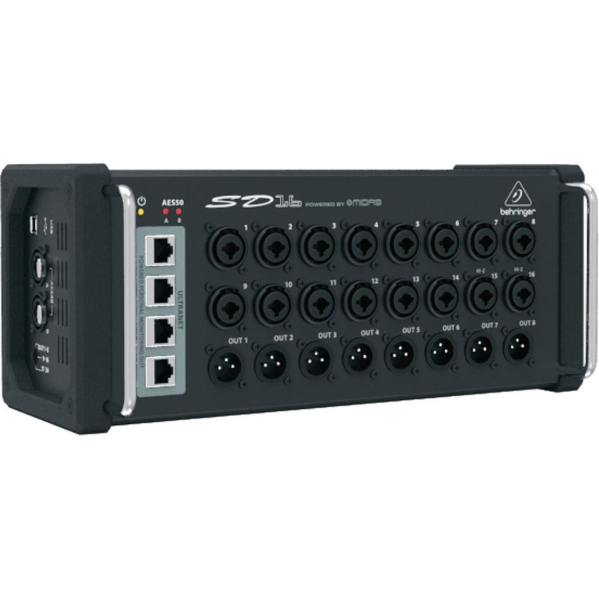 Behringer SD16 I/O Stage Box with 16 Remote-Controllable Midas Preamps, 8 Outputs, AES50 Networking and ULTRANET Personal Monitoring Hub