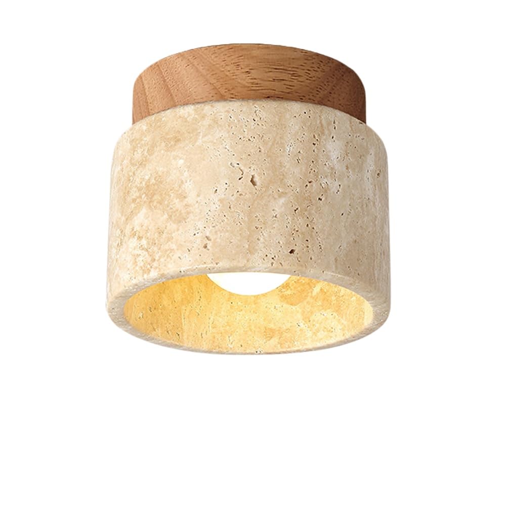 Plafonnier en bois, marbre et pierre, style moderne du milieu du siècle, semi-encastré, petit plafonnier de couloir, style ferme vintage, idéal pour une entrée, un porche, un couloir, un balcon ou un