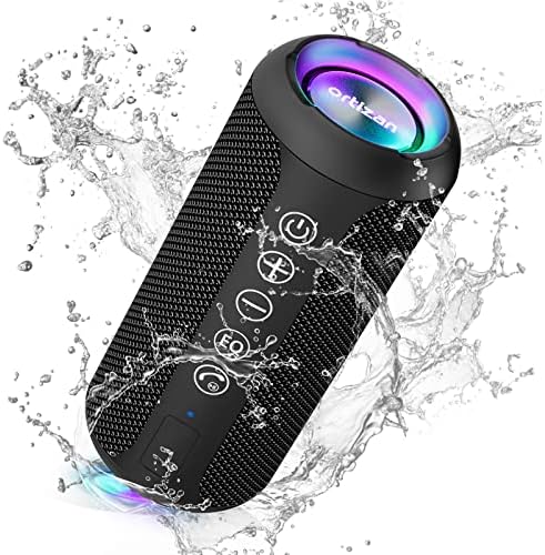 Ortizan Portable Bluetooth Speaker, IPX7 Waterproof Wireless Speaker with 24W Loud Stereo Sound, Outdoor Speakers with Bluetooth 5.0, 30H Playtime, 66ft Bluetooth Range, Dual Pairing for Home, Party