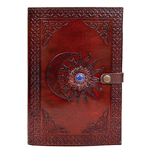 Leather Journal with Lined Pages - Sun & Moon Leather Bound Writing Journal for Women & Men (5x7 in) Lined Journals for Women, Leather Bound Notebook Ruled Journal & Diary, Lined Journal for Writing