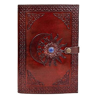 Leather Journal with Lined Pages - Sun & Moon Leather Bound Writing Journal for Women & Men (6x9 in) Lined Journals for Women, Leather Bound Notebook Ruled Journal & Diary, Lined Journal for Writing
