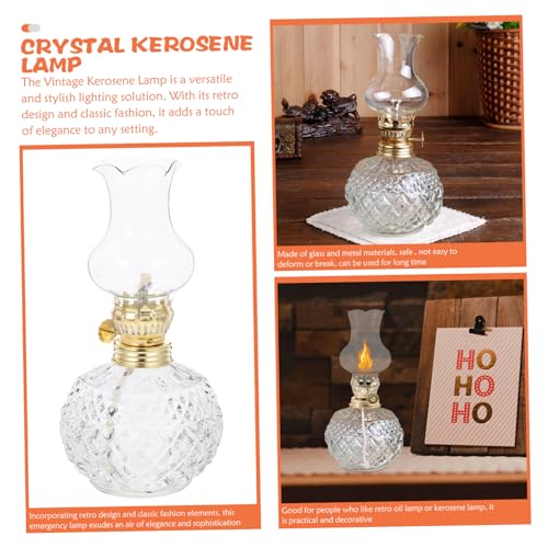 INOOMP Vintage Style Glass Kerosene Oil Lamp Home Decor Lighting for Outdoor Camping and Indoor Use Elegant Retro Emergency Suitable for 3-4mm Round Wicks by INOOMP - Image 2