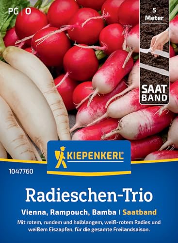 Kiepenkerl Radieschen-Triosamen-Saatband 1047760 - Gemüsesamen für abwechslungsreiche Geschmackserlebnisse ideal für Anbau im Topf oder Hochbeet Saatband