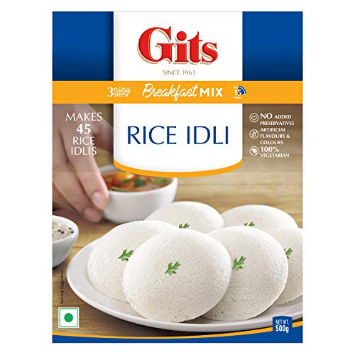 Image of Gits Instant Rice Idli Breakfast Mix, Makes 45 Per Pack, Pure Veg, Authentic South Indian Breakfast Recipe, 500g (Pack of 2)