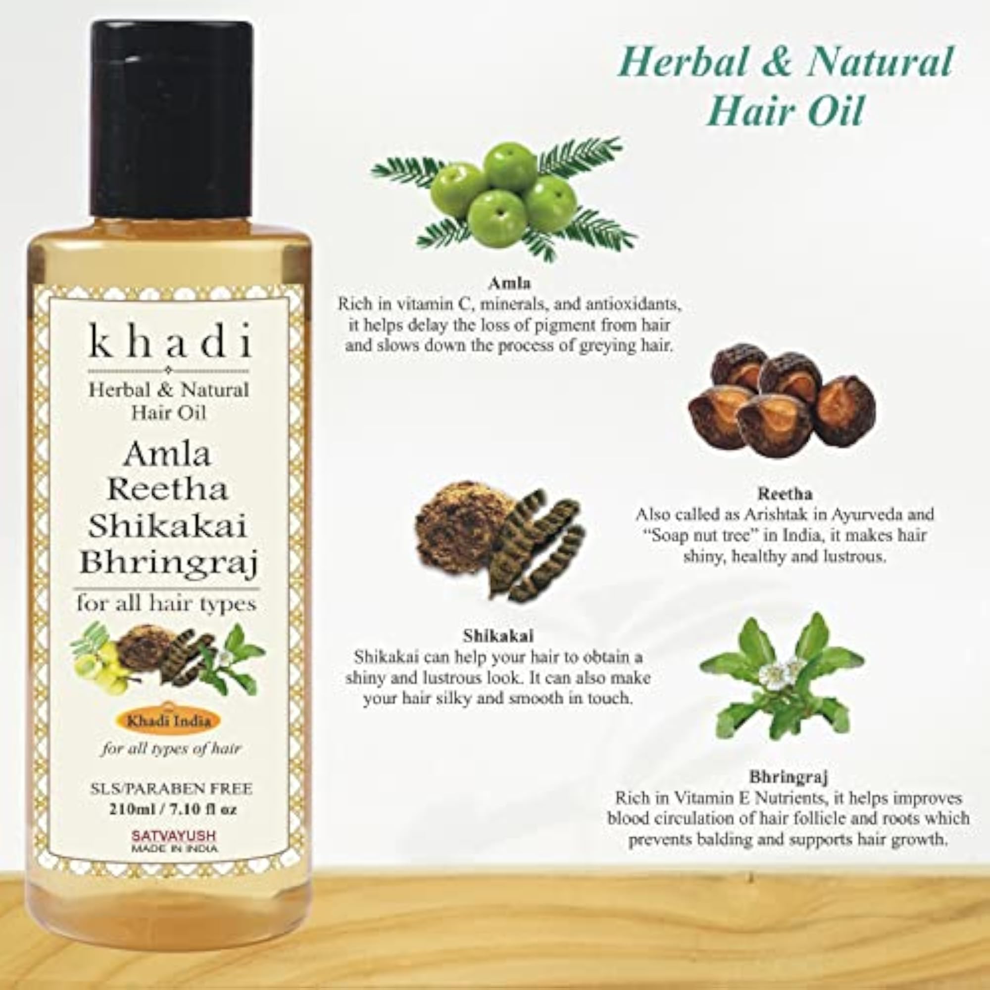 Khadi Amla Reetha Shikakai Bhringraj Hair Oil, 210ml