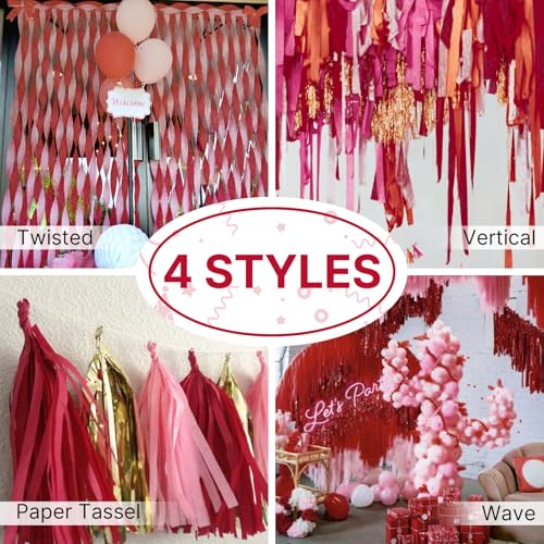 Image of PartyWoo Gold and Burgundy Crepe Paper Streamers 8pcs 656ft Pack of Gold and Maroon Crepe Paper Streamers for Graduation Wedding Birthday Bachelorette Citizenship Strawberry Theme Party Decorations