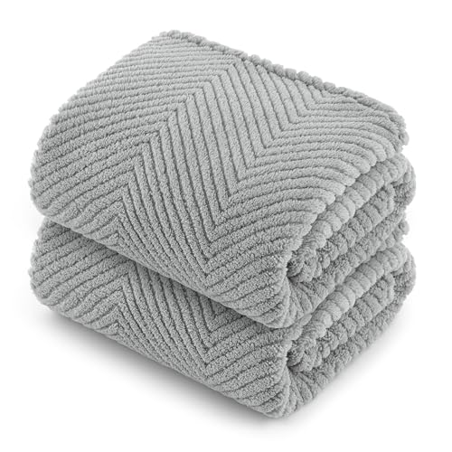 Bedsure 1 Pack 2 Dog Blankets for Small Dogs - 2pcs Washable Fluffy Fuzzy Puppy Cat Blanket with Premium 300GSM Coral Fleece Soft for Pet Kitten Doggy, Light Grey