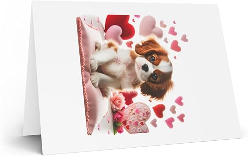 Miniatura 2 de Tarjeta de felicitacióntarjeta de notas  Día de San Valentín Cavalier King Charle Spaniel Puppy  Paquete de 1
