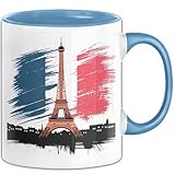 Frankreich Flagge Paris Eiffelturm Tasse Geschenk Lustige Geschenkidee Spruch (Blau)