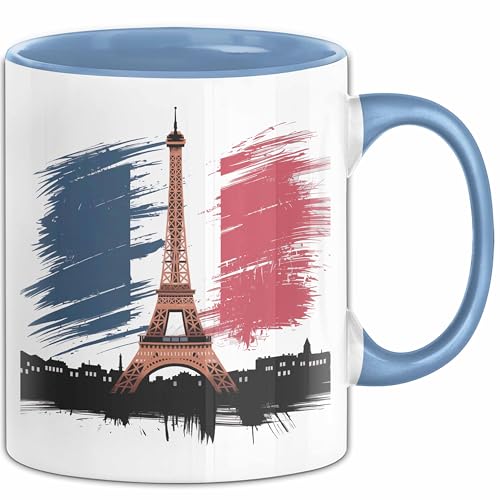 Frankreich Flagge Paris Eiffelturm Tasse Geschenk Lustige Geschenkidee Spruch (Blau)