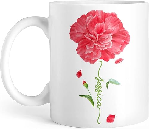 Miniatura 8 de CUBICER Tazas de café personalizadas flores de lirio nombre personalizado tazas de cerámica blanca taza de viaje grande de onzas vasos de beber