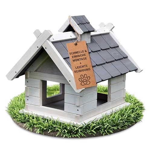 Melko Vogelhaus Weiß/Grau mit Dachschindeln 44 x 34 x 37 cm, vorbehandelt