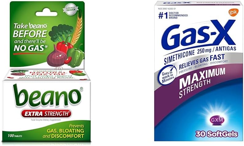 BeanoUltra 800 Count and Gas-X Maximum Strength 250mg Simethicone 30 Count Gas Relief
