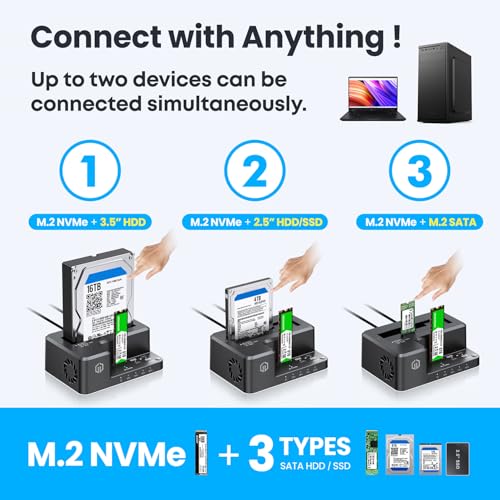 Estación de acoplamiento para disco duro GRAUGEAR M.2 NVMe y SATA miniatura 3
