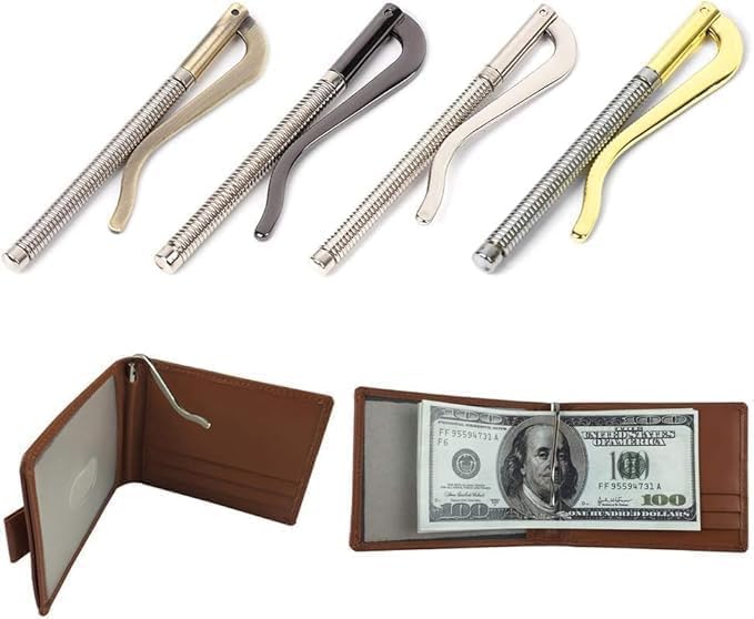 Spring Metal Money Clip, Bifold Credit Card Holder and Cash Clip, Adjustable Wallet Replacement for Men Women, DIY Purse Accessories​2