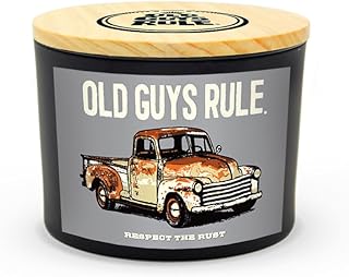 Old Guys Rule 100% Handmade Non-toxic Soy Wax Candle, Woodsy Masculine Scent, 120hr Burn, Soot Free, Cotton Wick, 16 oz - Fun Gift for Dad, Grandpa, Husband (OGR Rusty Truck, Woodfire)