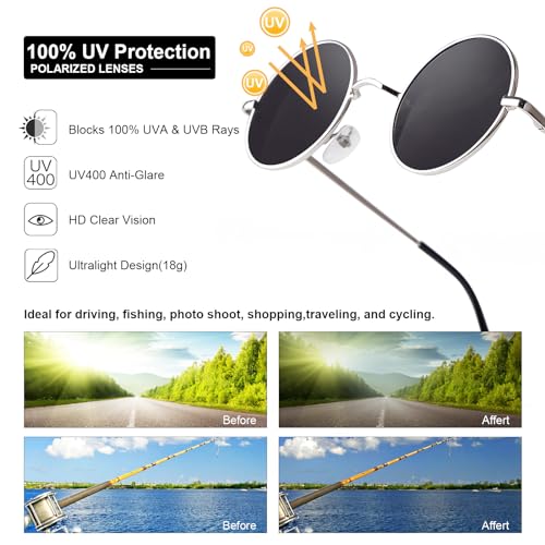 Retro Small Round Polarized Sunglasses for Women Men Vintage Metal Circle Frame Tint Lens Glasses4