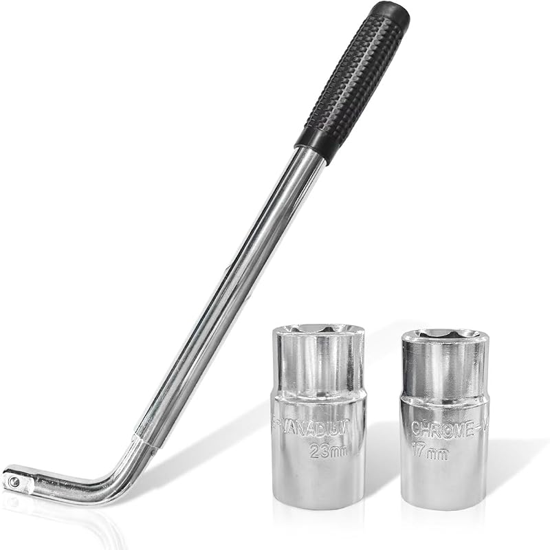YoRise Llave de tuercas telescópica, extractor de tuercas de rueda automotriz extensible universal con casquillos CR-V de 17/19 mm y 21/23 mm, herramienta de reparación de neumáticos para vehículos que ahorra mano de obra para automóviles/SUV/camiones/caravanas (BL&SL)