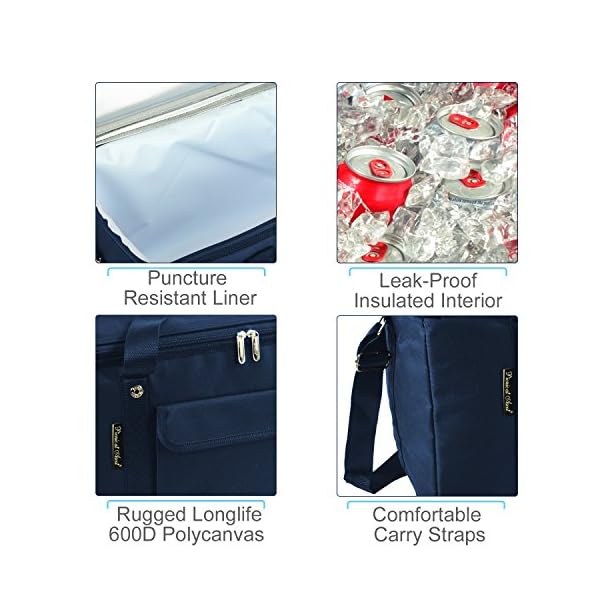 Picnic at Ascot 8025BLB 42 Can Hybrid SemiRigid Folding Cooler, Navy