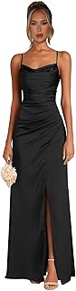 Satin Bridesmaid Dresses for Women Mermaid Prom Dress Spaghetti Strap Formal Evening Dress with Slit AP34 - Buy now