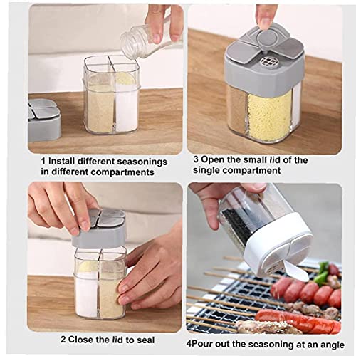 4 in 1 zout en peper shaker, 4 rasters flip lege spice dispenser, transparante kruiden shaker potten met deksel… - Image 4