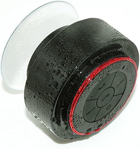 KONG KIM IPX7 100% Waterproof & Dust-Proof Floating Bluetooth Shower Speaker - Compatible with All Bluetooth Devices Including iPhone 7, 6s, and Samsung Devices (Black & Red)