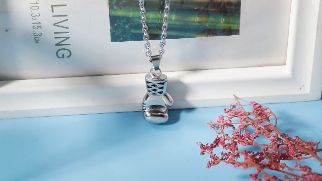 Collier Pendentif Gant De Boxe Acier Inox - Bijou Homme Punk Rock Argent, Cadeau Original