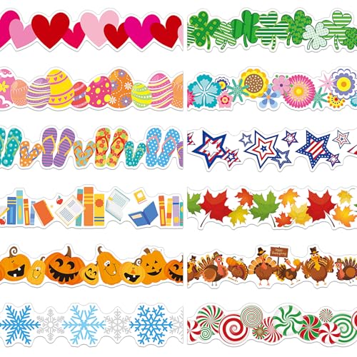 Geyee 240 Pcs Bulletin Board Borders Scalloped Classroom,Monthly