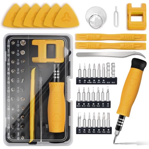 SHOWPIN Mini Precision Screwdriver Set: Electronics Repair Tool Kit for Computer Laptop Nintendo Phone PS4 with 35PCS Bits T5 T6 T8 T10 T15 Torx Y00 Tri-wing for Beginner IT DIY