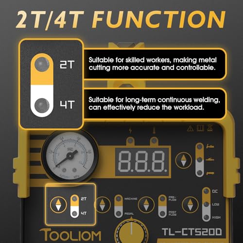 TOOLIOM 3 in 1 Cut/TIG/Stick Welder 50A Air Plasma Cutter 200A TIG and 200A Stick Welder Portable Welding Machine Dual Voltage 110&220V - Thumbnail 5