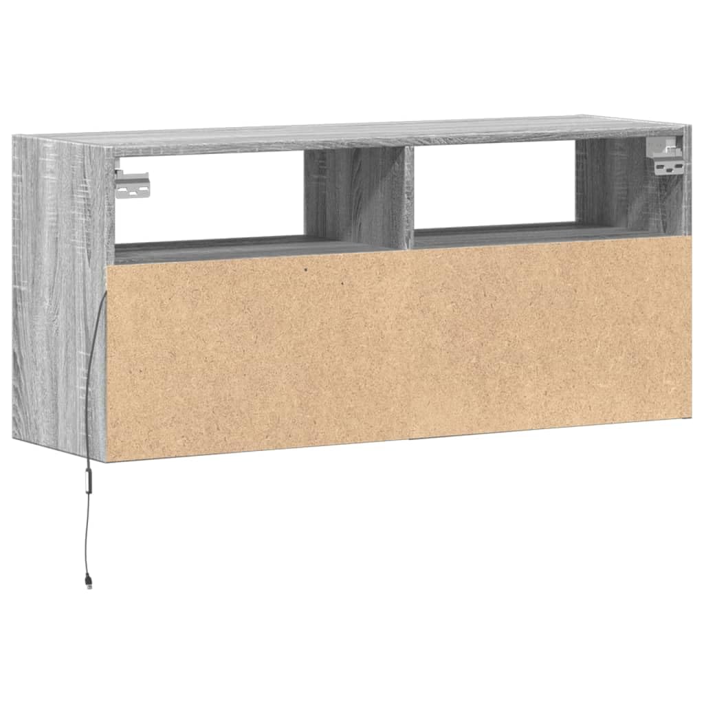 vidaXL Mobile TV a Parete con Luci LED Grigio Sonoma 100x31x45 cm
