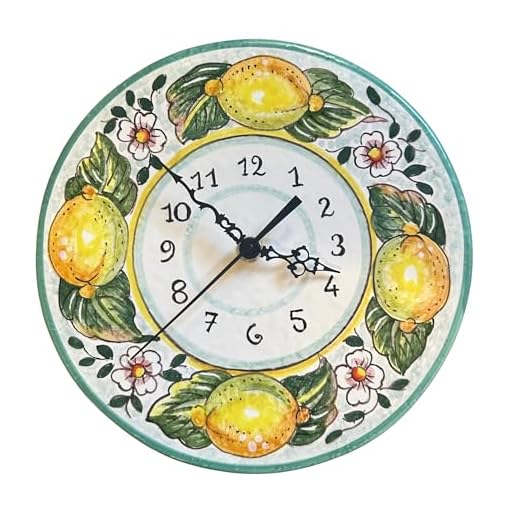 CERAMICHE D'ARTE PARRINI - Italian Ceramic Wall Clock Small Decorated Lemons Hand Painted Made in ITALY Tuscan Art Pottery