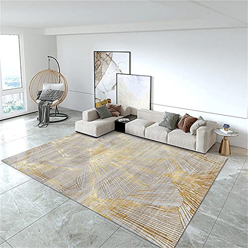 Tapis moderne de salon 180x280cm rectangulaire à lignes dorées - 2