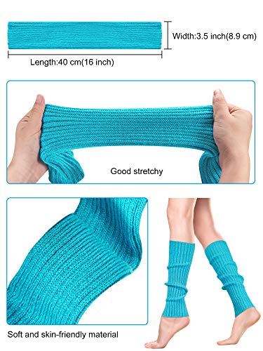SATINIOR 8 Pairs Women Knit Leg Warmers 80s Eighty's Ribbed Leg Warmers for Party Sports2