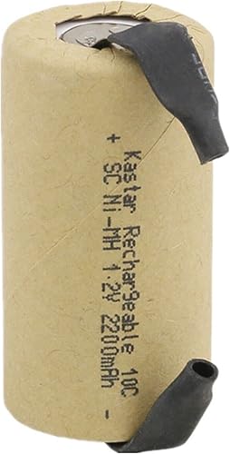 Kastar Paquete de 1 batería de hidruro metálico de níquel (Ni-MH) recargable envuelta en papel Sub C SC Cell 1.2V 2200mAh Batería plana superior con