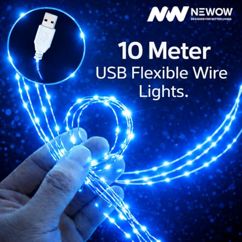 Image of NW USB String Light | USB Light | Decoration Copper USB Powered | 100 Led Light | 10 Meters Light Color- Blue (Pack of 8)