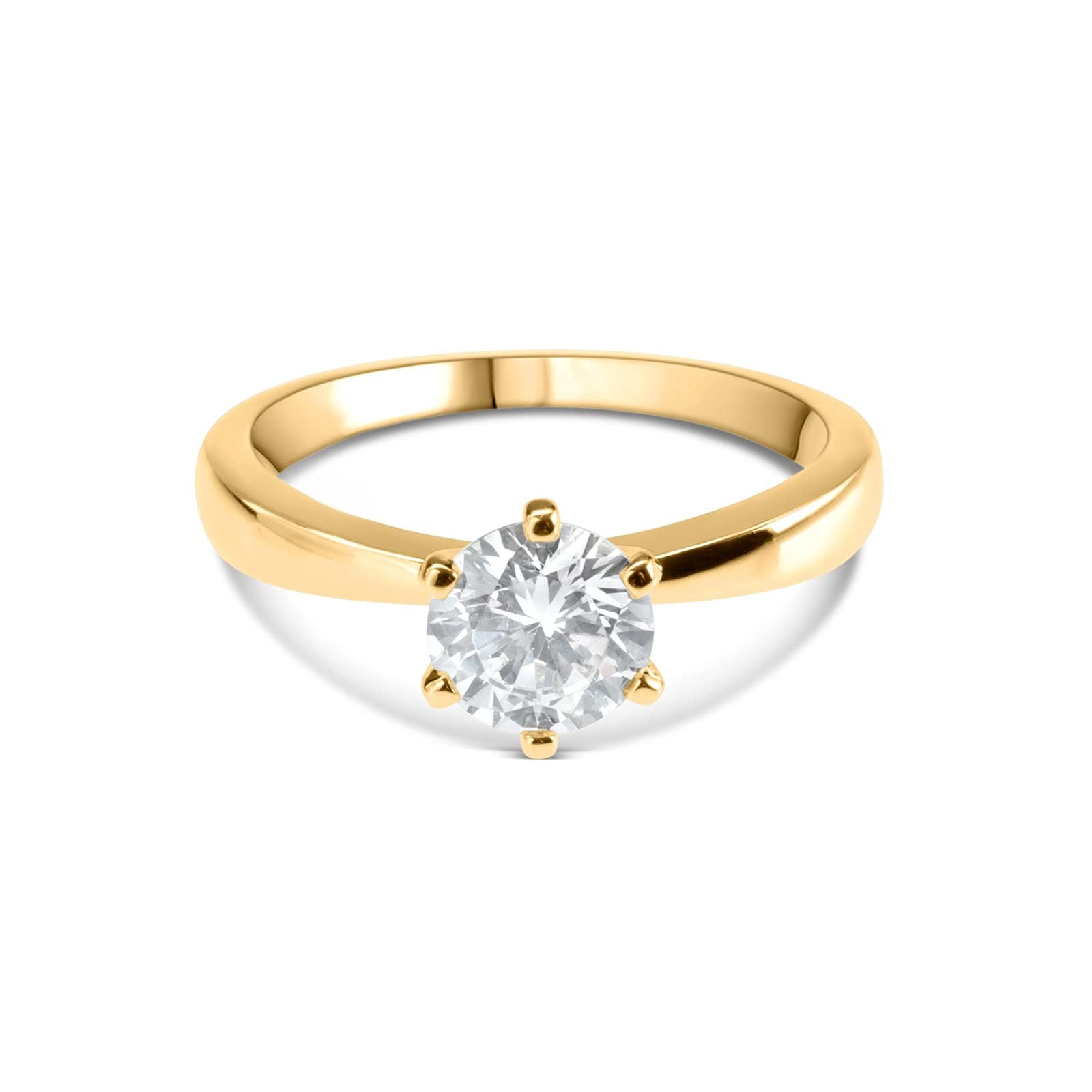 Solitärring für Damen aus 18 Karat vergoldetem 925er Silber mit Zirkonia