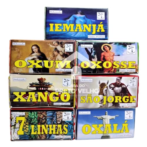 CASA DO PRETO VELHO - 7 Caixas de Incenso Defumador Natural - 140 Tabletes - Kit com 7 Caixas de 20