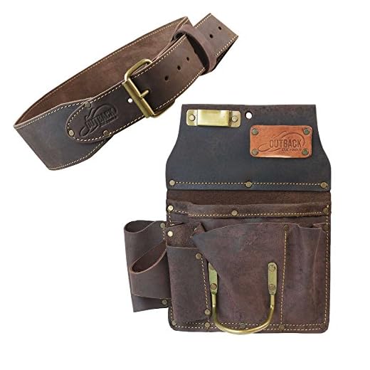 Ox Pro 12-Pocket Drywall Tool Pouch and 3" Tool Belt - Heavy Duty Top Grain Oiled Saddle Leather