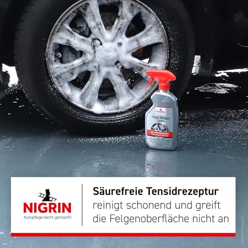 NIGRIN Peformance Turbo Felgenreiniger, 2x 0,5 Liter, selbstaktiver Reiniger für alle Felgen, säurefrei, mit Wirk-Indikator